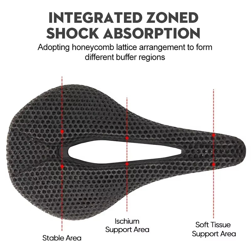 3D Printed Bicycle Saddle Full Carbon Fiber Bike Seat Cushion Ultralight Road Mountain Bike Saddle Carbon MTB Seat