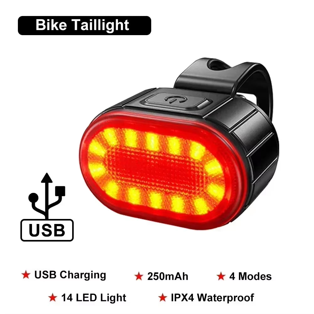 Bike Light Set Rechargeable Rear Light Front Lamp Waterproof Riding Headlight USB MTB Taillight Led 1PC Cycling Parts