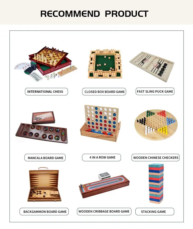 4 in 1 Board Games for Adults and Family Include Chess Checkers Sling Puck Game and Nine Mens Morris Folding Board