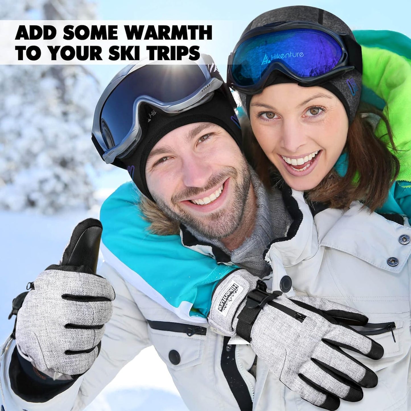 Snow Gloves for Men&Women, 3M Thinsulate Waterproof Skiing Gloves with Pocket and Touchscreen Functionality