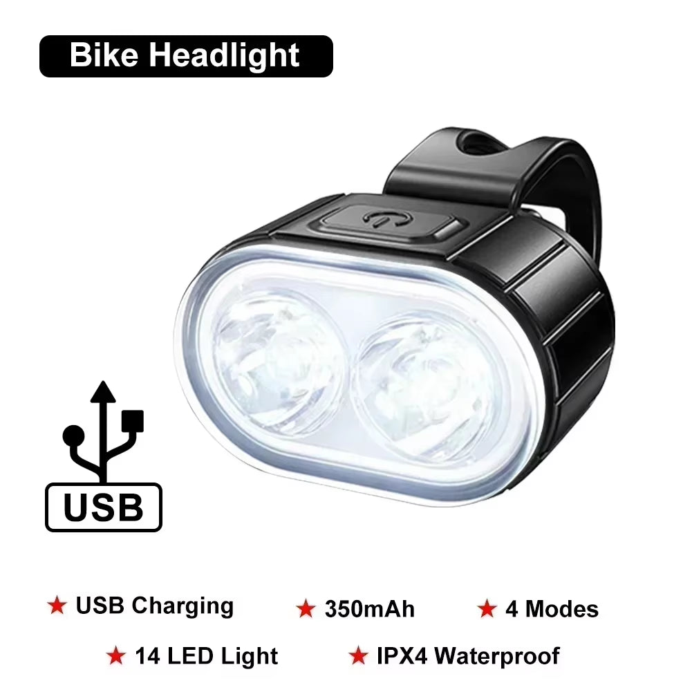 Bike Light Set Rechargeable Rear Light Front Lamp Waterproof Riding Headlight USB MTB Taillight Led 1PC Cycling Parts