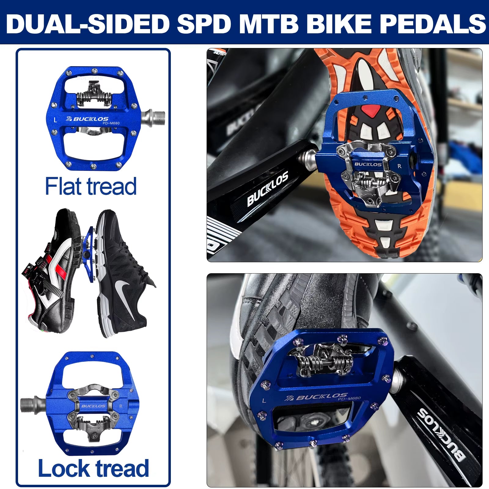MTB Bike Pedal for SPD Dual Self-Locking MTB Platform Pedals Footrest Mountain Bicycle Pedal Non-Slip Clipless Bike Part
