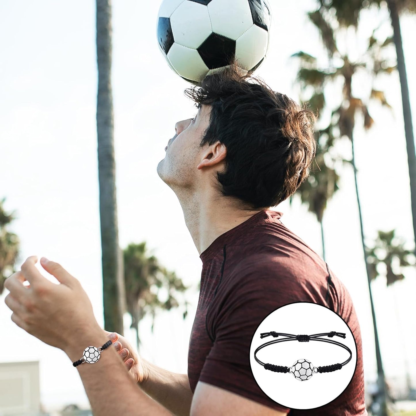 20 Pieces Soccer Charm Bracelets Bulk Soccer Team Gifts Sport Coach Gifts Adjustable Braided Rope Pendant for Women Men Coach Players Souvenir