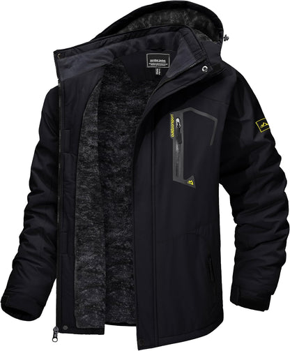 Men'S Winter Skiing Jackets Water Resistant Fleece Coats Insulated Thermal Snowboard Jacket Parka Raincoat with Hood