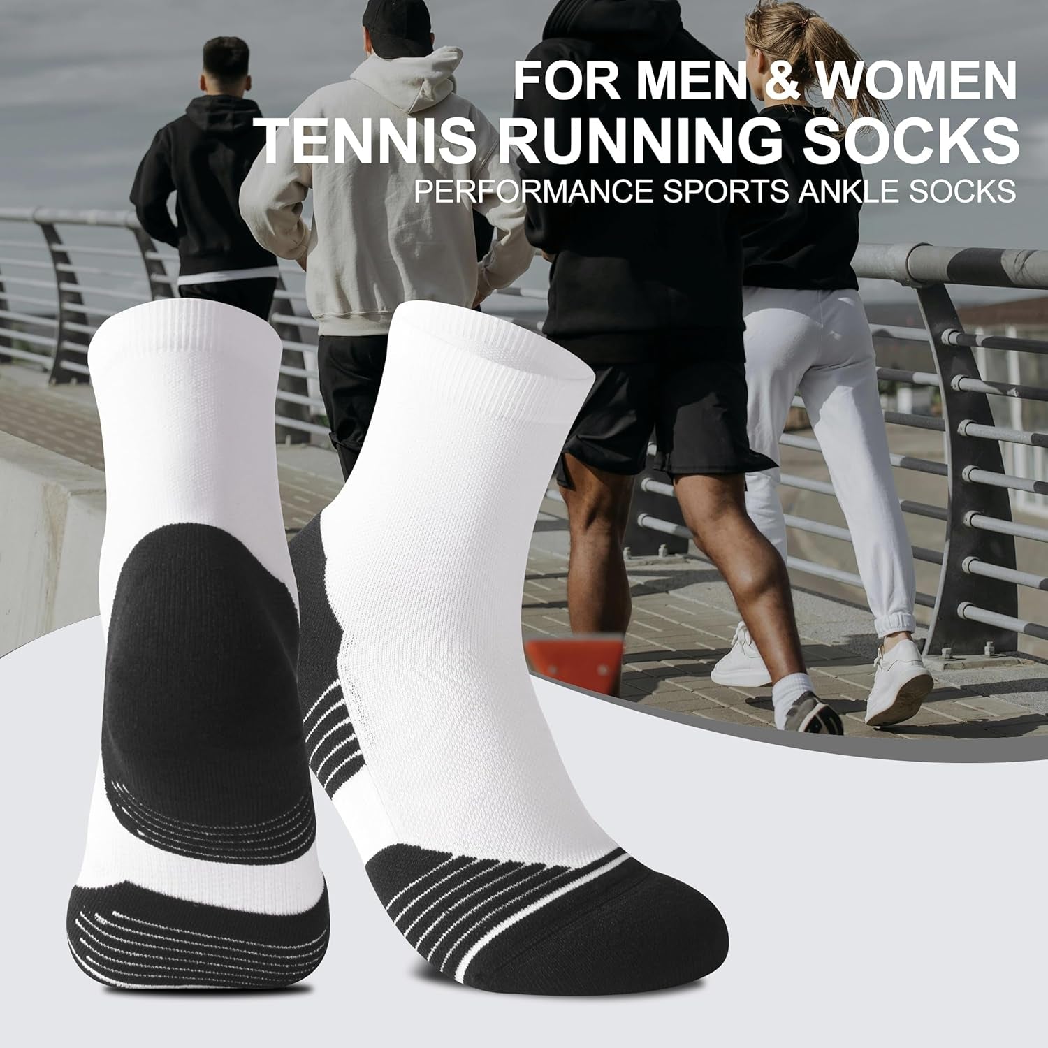 Men'S Women'S Tennis Socks,  Performance Sports Ankle Compression Socks 1,2,3,4,6 Pairs