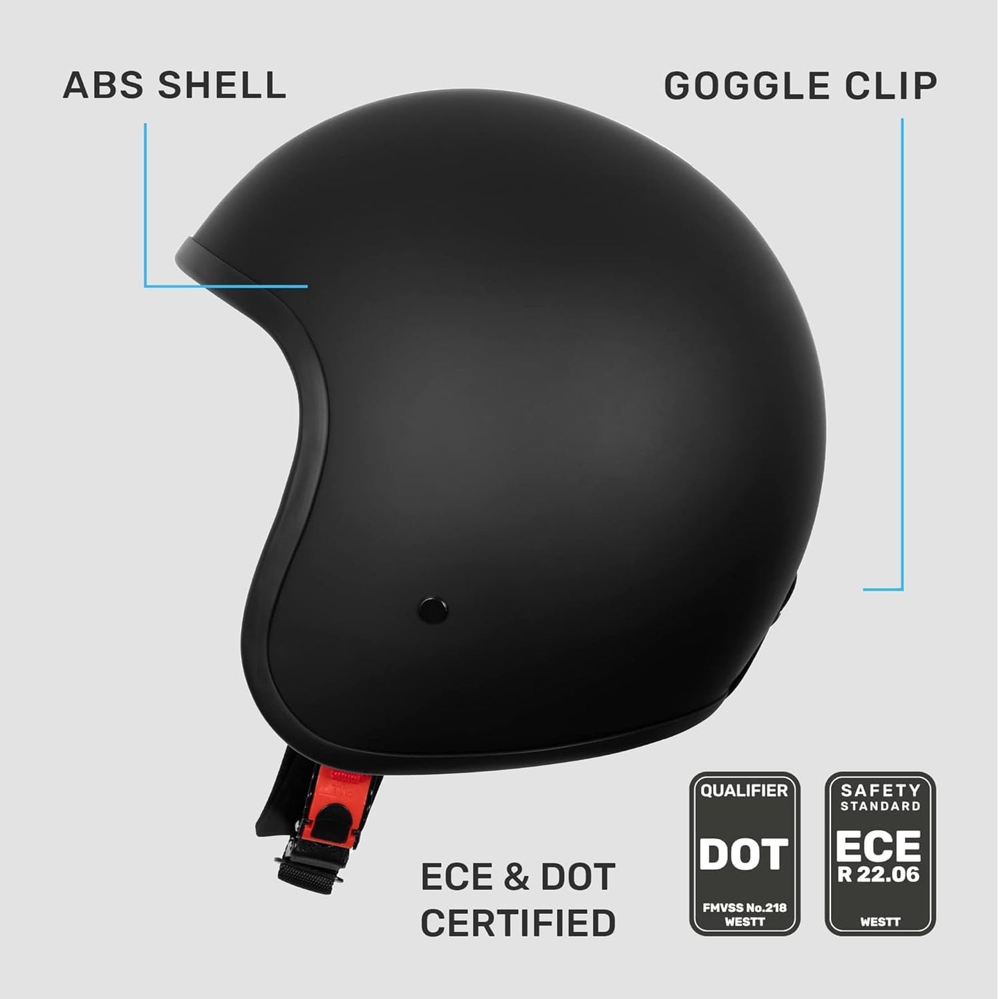 Open Face Motorcycle Helmet DOT Approved Moped Scooter Cruiser 3/4 Half Helmet with Washable Padding and Quick Release Buckle for Men Women Model Vintage