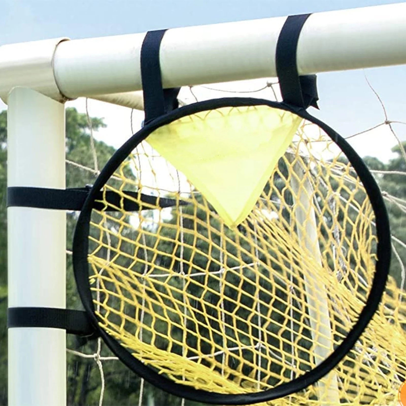 Soccer Bins Net | Football Goal Net with Adjustable Straps, Visible Scoring Hoop, Foldable for Storage | Training Equipment for Kids & Adults | Improves Shooting Accuracy | 1 Pack