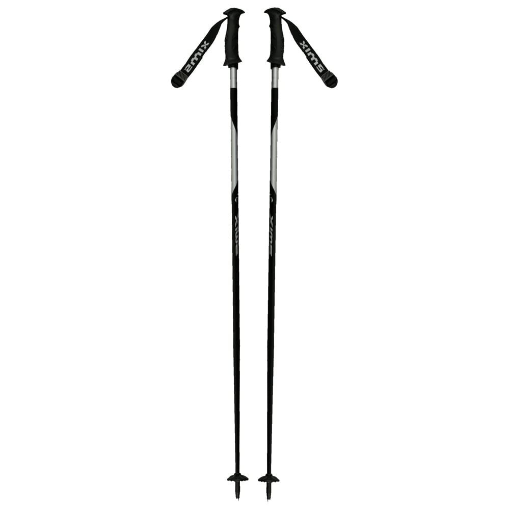 Swix Techlite 125Cm Black Gray Aluminum Ski Poles Ergonomic Grip Medium Baskets