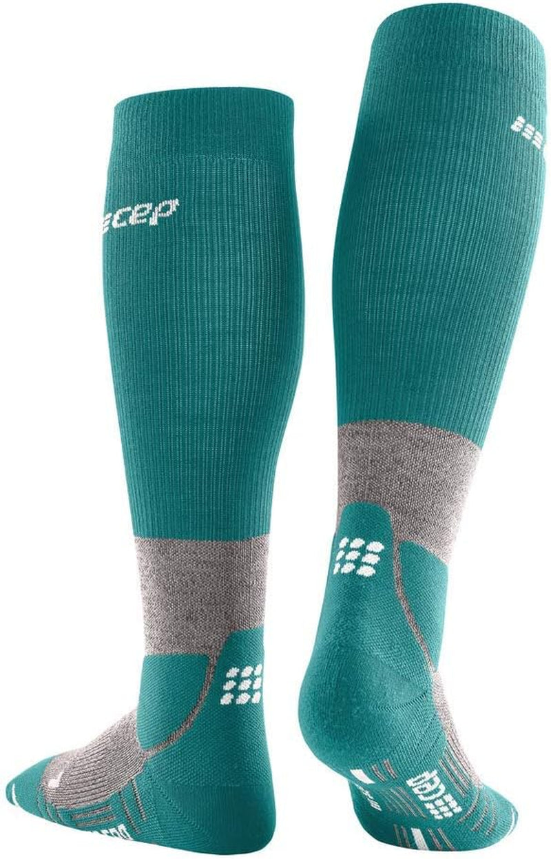Men'S Merino Wool Hiking Tall Knee High Compression Socks, Forestgreen/Grey, Men, III