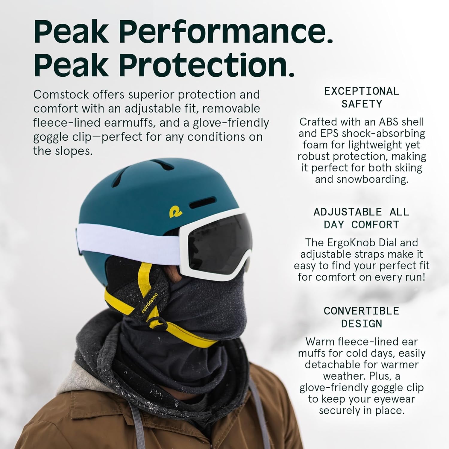 Comstock Ski Helmet - Snowboard Helmet for Adults & Youth - Adjustable Fit Snow Helmet with Protective Shell and Breathable Vents for Men, Women, Boys & Girls