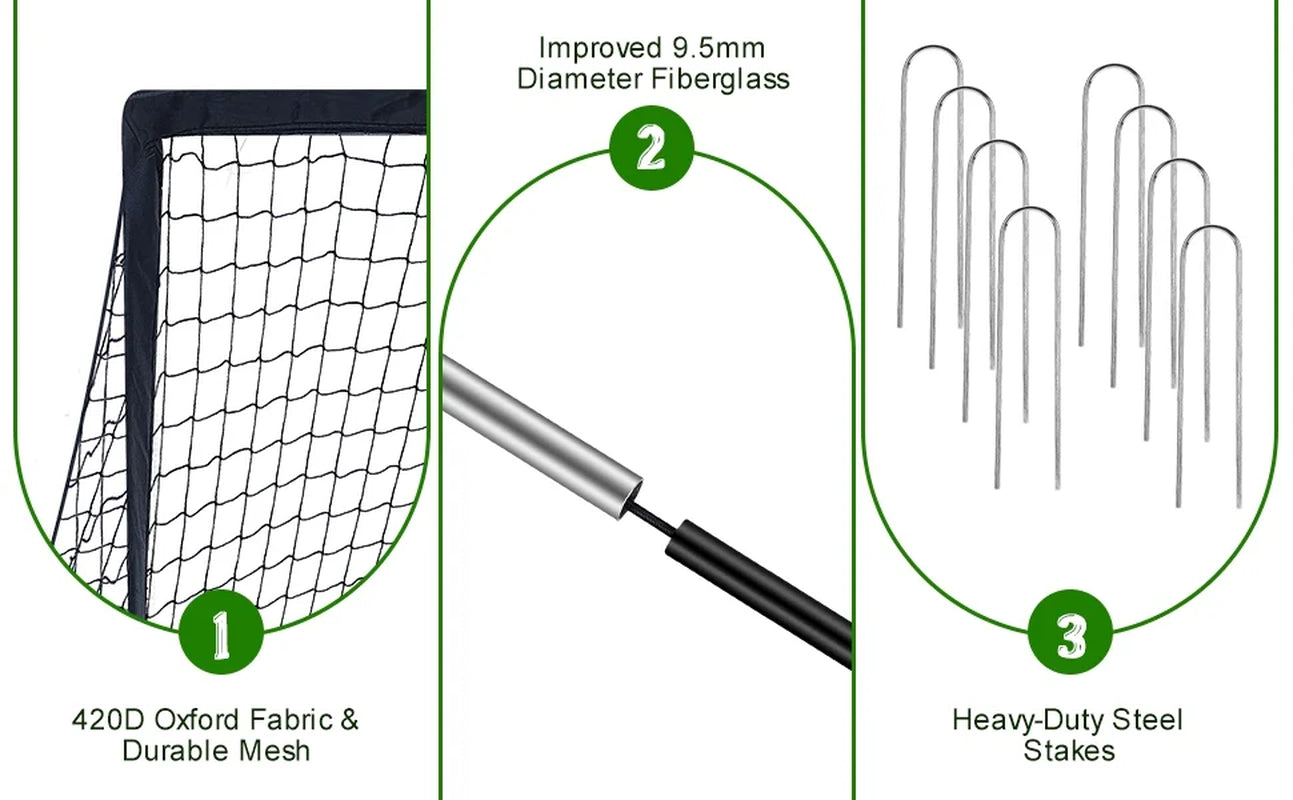 Set of 2 Portable Soccer Goals for Kids & Youth, Practice Soccer Net Soccer Training Equipment for Backyard Fun & Training