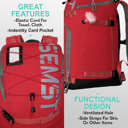 Ski Boot Bag, 55L/70L Waterproof Ski and Snowboard Boots Travel Backpack for Skis, Snowboard, Ski Helmet, Goggles, Gloves & Accessories