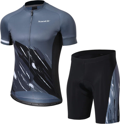Men'S Cycling Jersey Set Bib Shorts 4D Padded Short Sleeve Outfits Set Quick-Dry