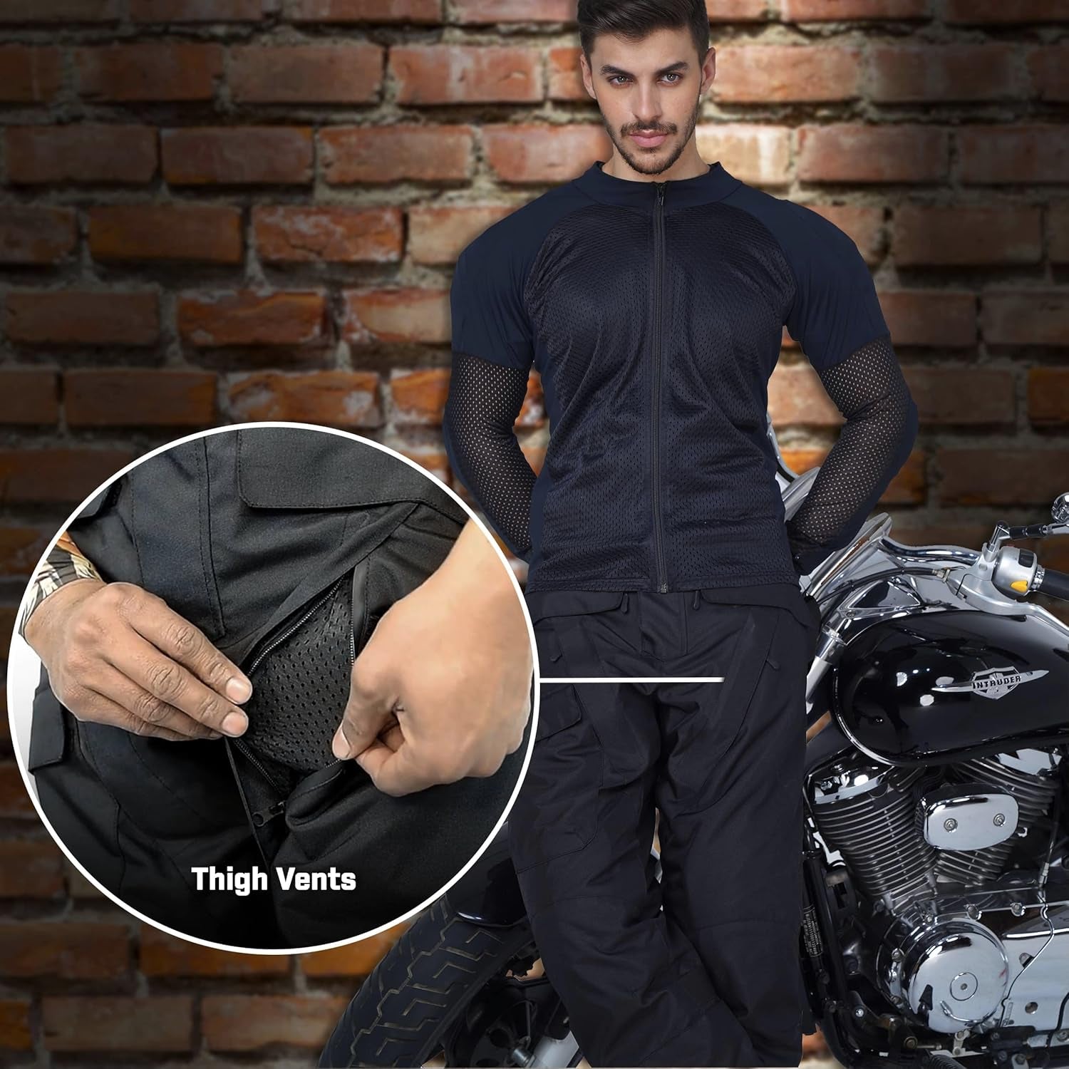 Motorcycle Pants for Men-Dual Sport Dirt Bike Gear -Riding Pants-Waterproof Armor Protective Black