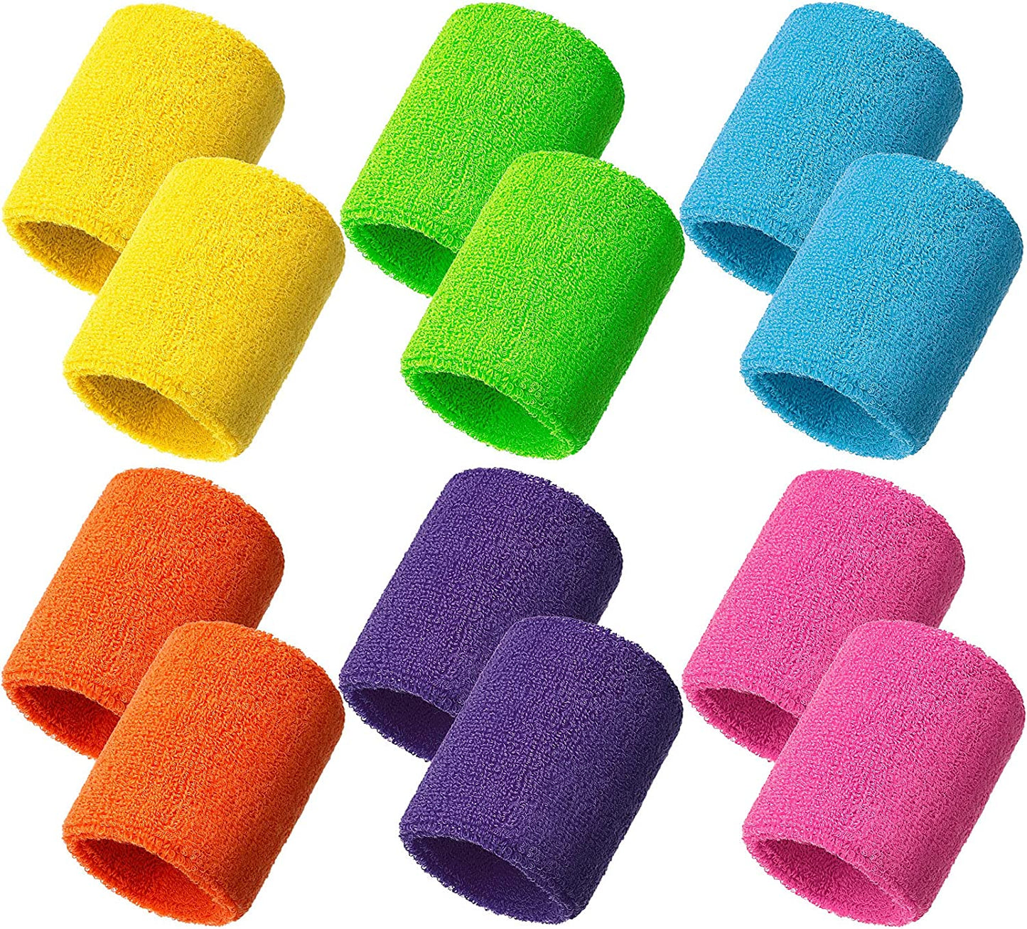 12 Pcs Neon Sweatbands Wristband Sweat Wrist Band Competitions Absorbent Sweatbands for Men Women, for Sports, Running