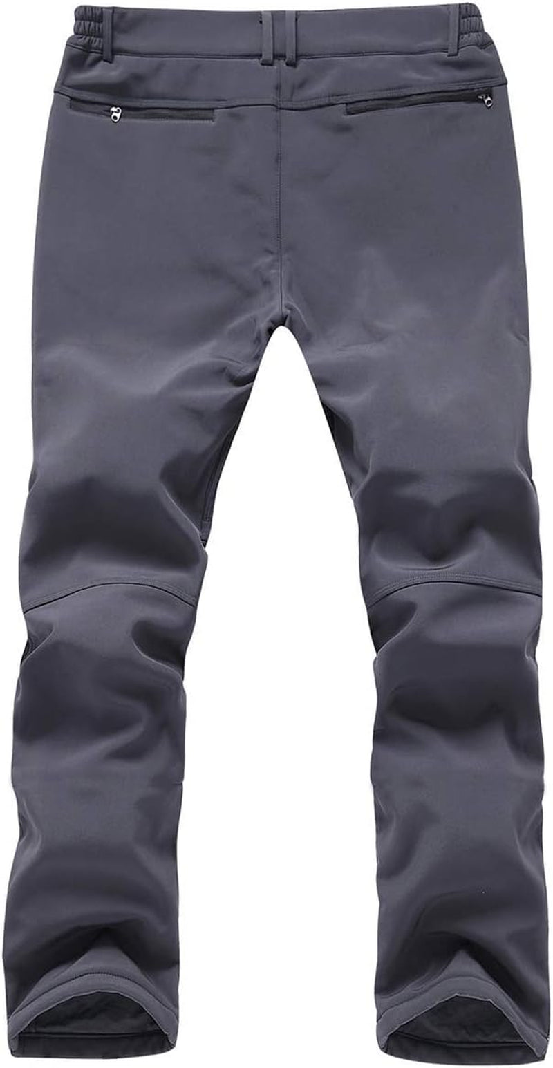Mens Snow Ski Waterproof Softshell Snowboard Pants Outdoor Hiking Fleece Lined Zipper Bottom Leg