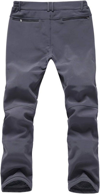 Mens Snow Ski Waterproof Softshell Snowboard Pants Outdoor Hiking Fleece Lined Zipper Bottom Leg