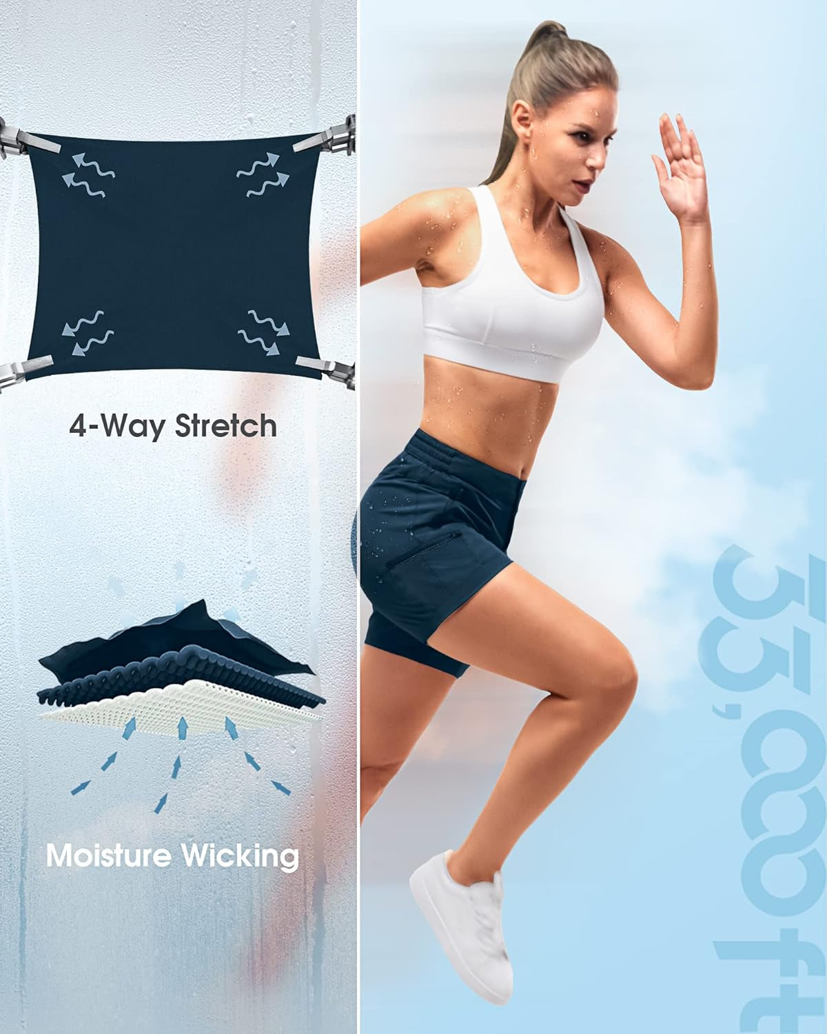 Womens Golf Shorts 5 Inch Inseam Quick Dry Ladies Stretch Packable Hiking Casual with 4 Pockets