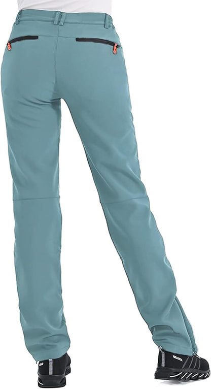 Womens Outdoor Snow Ski Pants Waterproof Hiking Insulated Softshell Pants Snowboard Zipper Bottom Leg