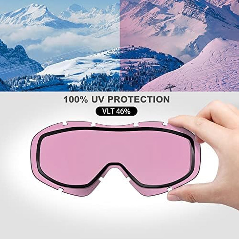 OTG Ski Goggles - over Glasses Ski/Snowboard Goggles for Men, Women & Youth - 100% UV Protection