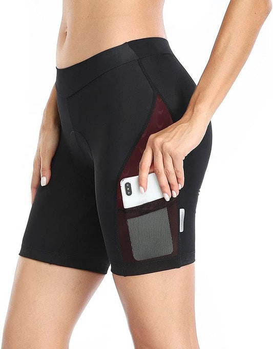 Women'S Bike Shorts with Padded Cycling Quick Dry Breathable Side Pockets
