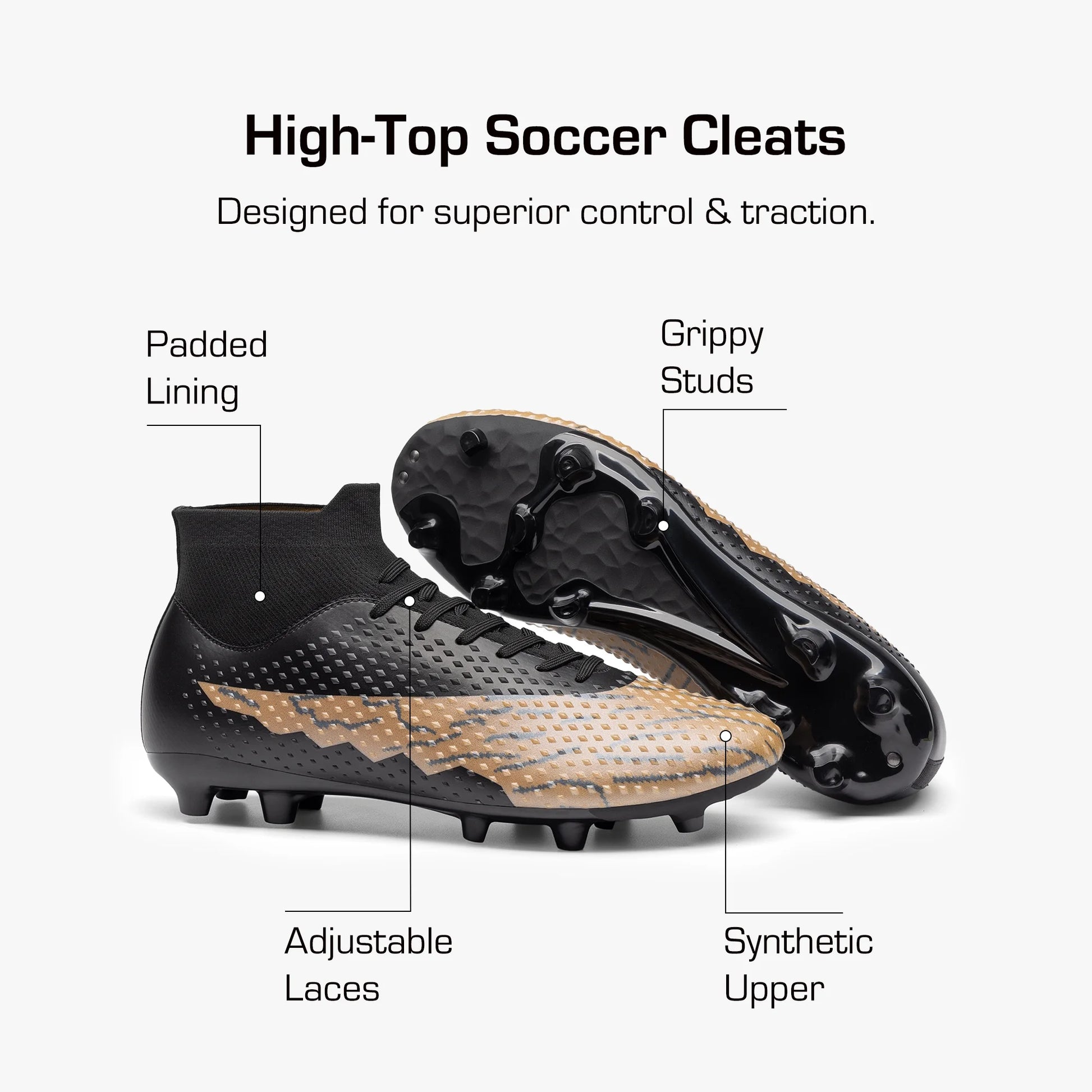 Men'S Firm Ground Soccer Cleats High-Top Football Cleats FG/AG Professional Training Outdoor Lightweight Soccer Shoes