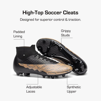 Men'S Firm Ground Soccer Cleats High-Top Football Cleats FG/AG Professional Training Outdoor Lightweight Soccer Shoes