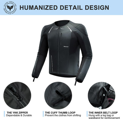 Motorcycle Shirt Mesh Motorcycle Jacket Men with CE Level 2 Armor Motorcycle Protective Gear for All Seasons