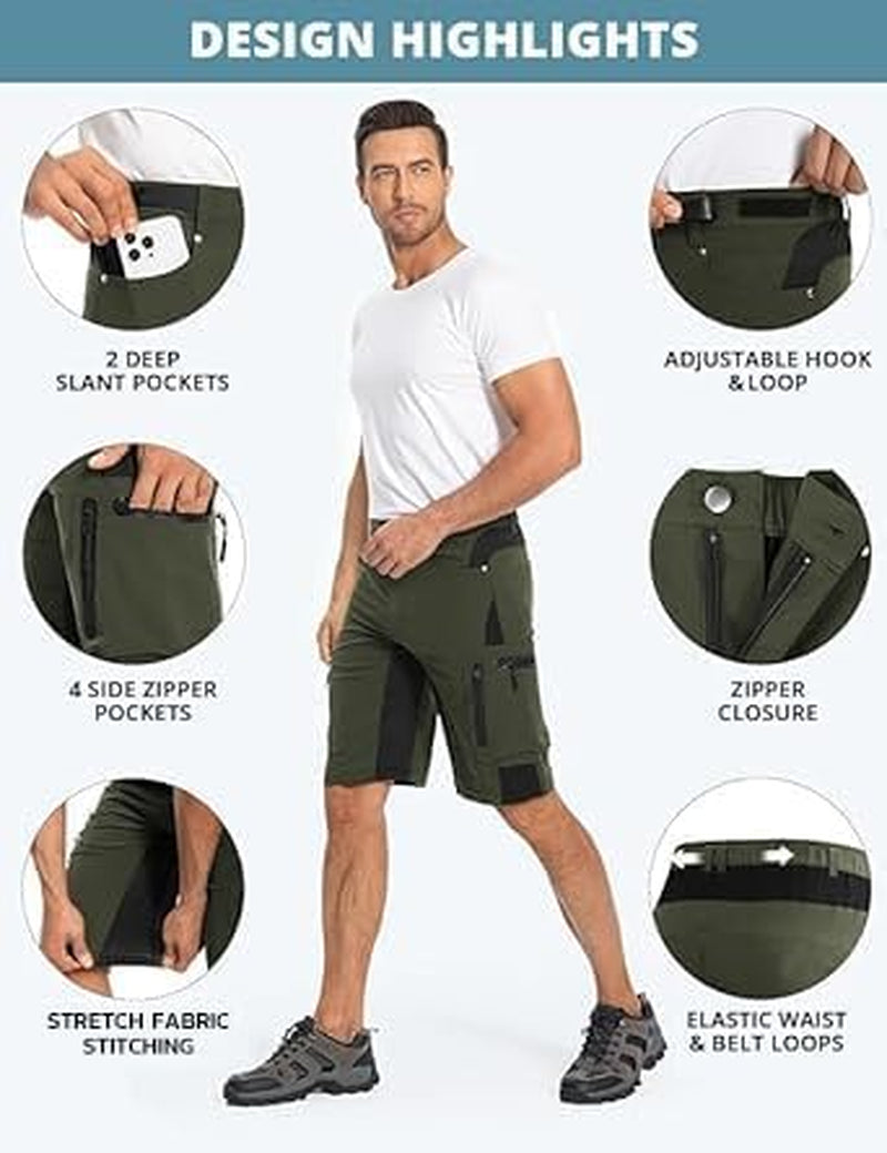 Mens Hiking Cargo Shorts Lightweight Water-Resistant Quick Dry Stretch for Casual Golf Fishing Tactical Bike Outdoor