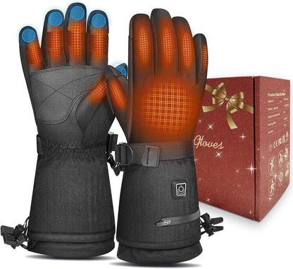 Heated Gloves for Men Women,7.4V 22.2Wh Rechargeable Electric Heated Gloves,Up to 10H Heating,Touchscreen Ski Winter Gloves for Outdoor Skiing Hunting Work Hiking,M