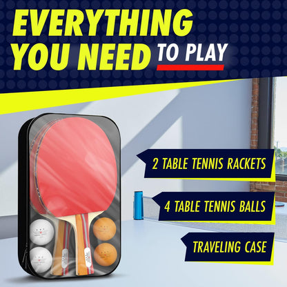 Professional Ping Pong Paddle Sets, 2 Paddle or 4 Paddle Table Tennis Set with Tournament Quality Balls and Carry Bag/Storage Case, Table Tennis Equipment & Ping Pong Accessories