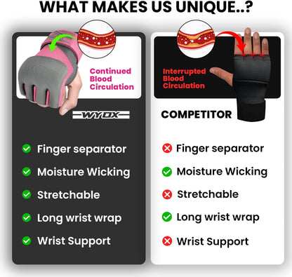 Gel Boxing Hand Wraps Inner Gloves for Men & Women, 80Cm Quick Wrist Straps, Padded Knuckle Protection for Muay Thai Kickboxing, Hand Wraps for Boxing & Martial Arts