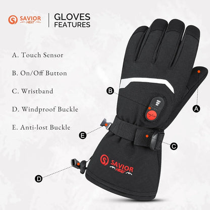 Men Women Heated Gloves with Touchscreen for Cycling Skiing Battery Powered Gloves