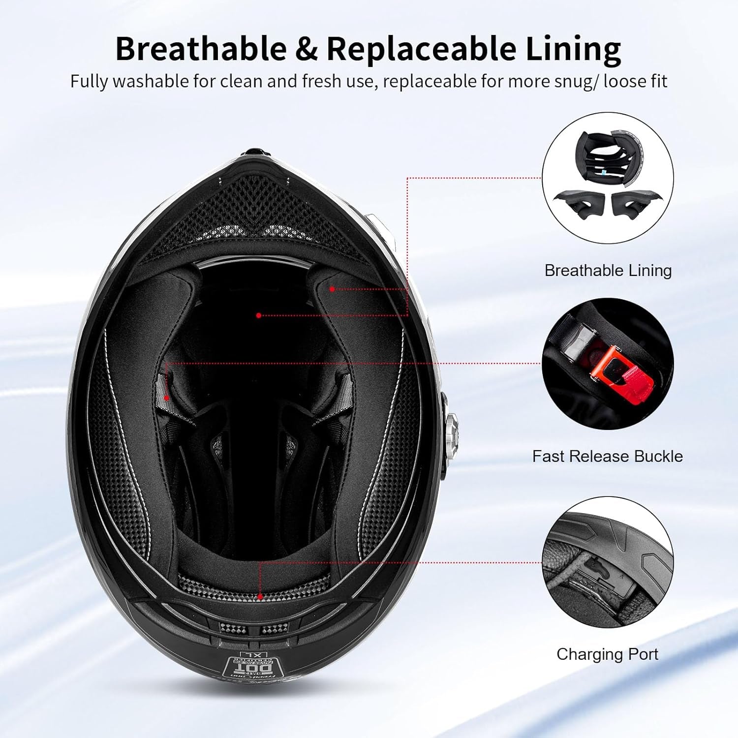 Full Face  Motorcycle Helmet Bluetooth 5.0 Integrated 2 Way Intercom DOT FMVSS-218 Rated Motorbike Helmet Communication with Dual Visor MP3 for Men Women New EPS