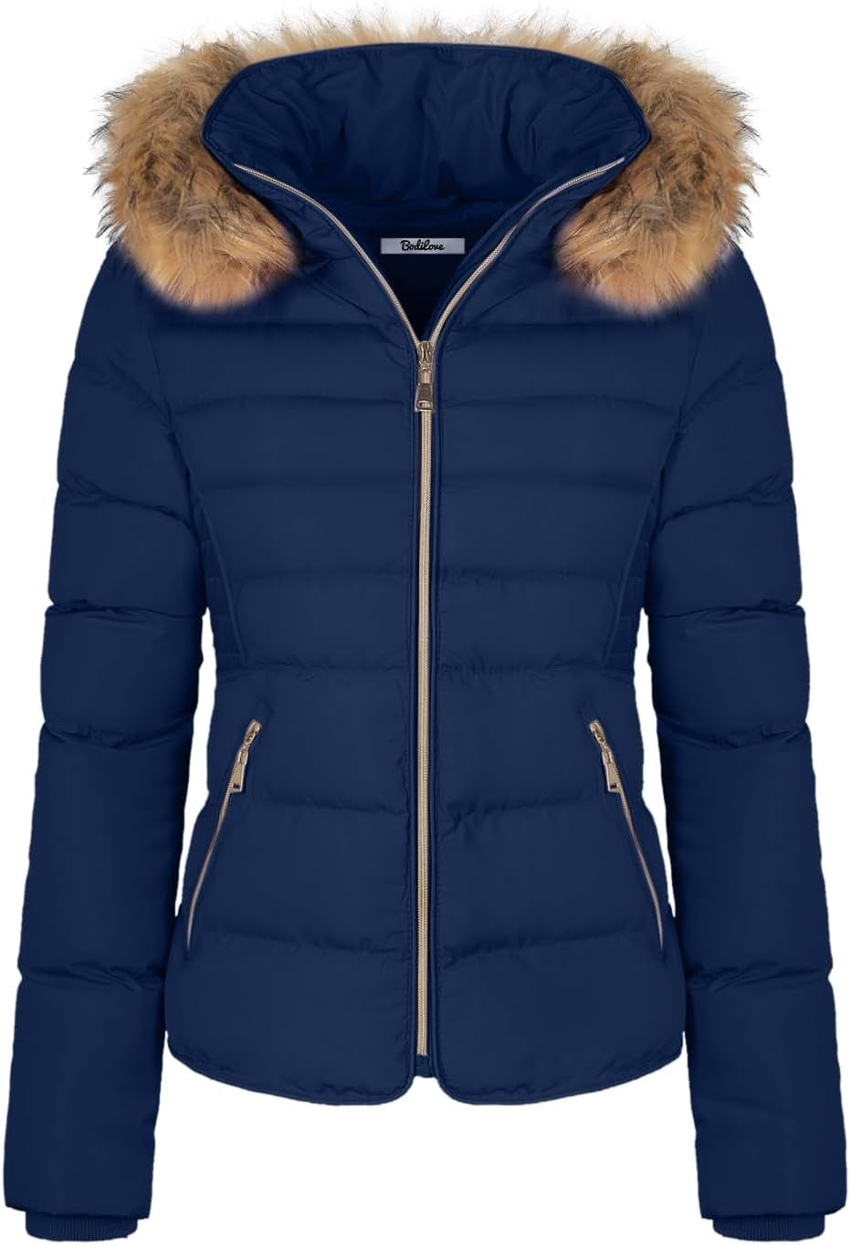 Women'S Fur Hooded Thickened Jacket with Fleece Lining
