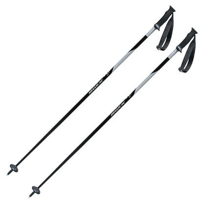 Swix Techlite 125Cm Black Gray Aluminum Ski Poles Ergonomic Grip Medium Baskets