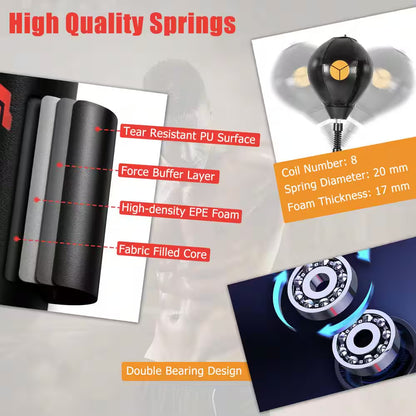 Boxing Speed Trainer Freestanding Fillable 360-Degree Spinning Bar Adjustable Height