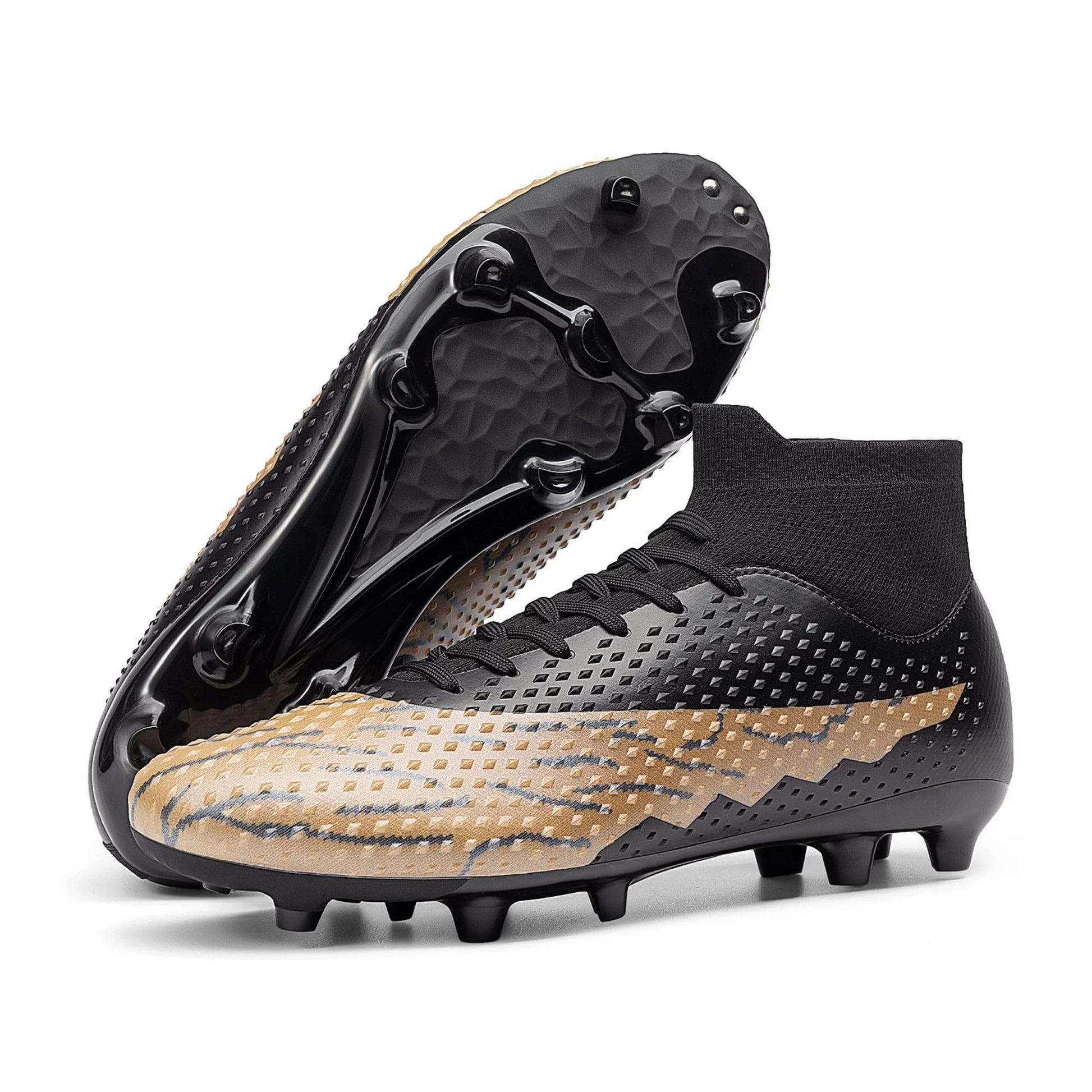 Men'S Firm Ground Soccer Cleats High-Top Football Cleats FG/AG Professional Training Outdoor Lightweight Soccer Shoes