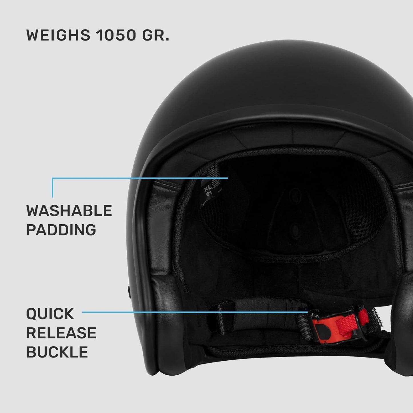Open Face Motorcycle Helmet DOT Approved Moped Scooter Cruiser 3/4 Half Helmet with Washable Padding and Quick Release Buckle for Men Women Model Vintage