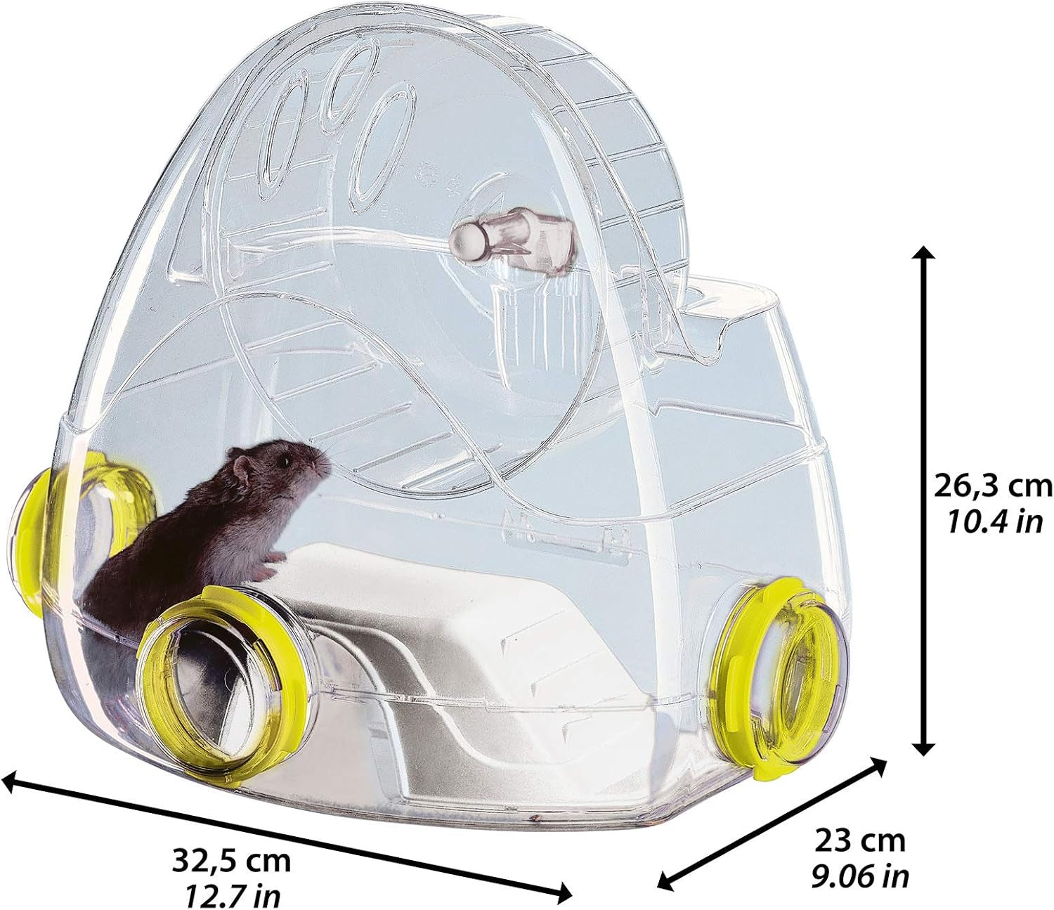 Modular Hamster Gym Add-On Unit, Includes Exercise Wheel & 3 Connecting Ports, 12.7L X 9.06W X 10.4H Inches, Clear