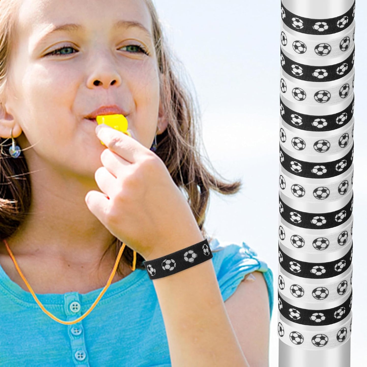 36Pcs Soccer Hair Ties Ponytail Holders Elastic Soccers Ribbons for Teens Women Team Soccers Sports Party Favors Accessories (Soccer)