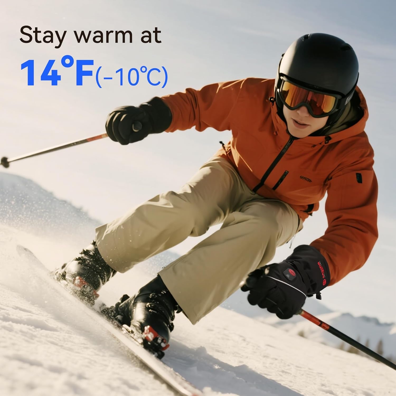 Heated Gloves for Men Women, Rechargeable Electric Heated Leather Skiing and Snowboarding Gloves