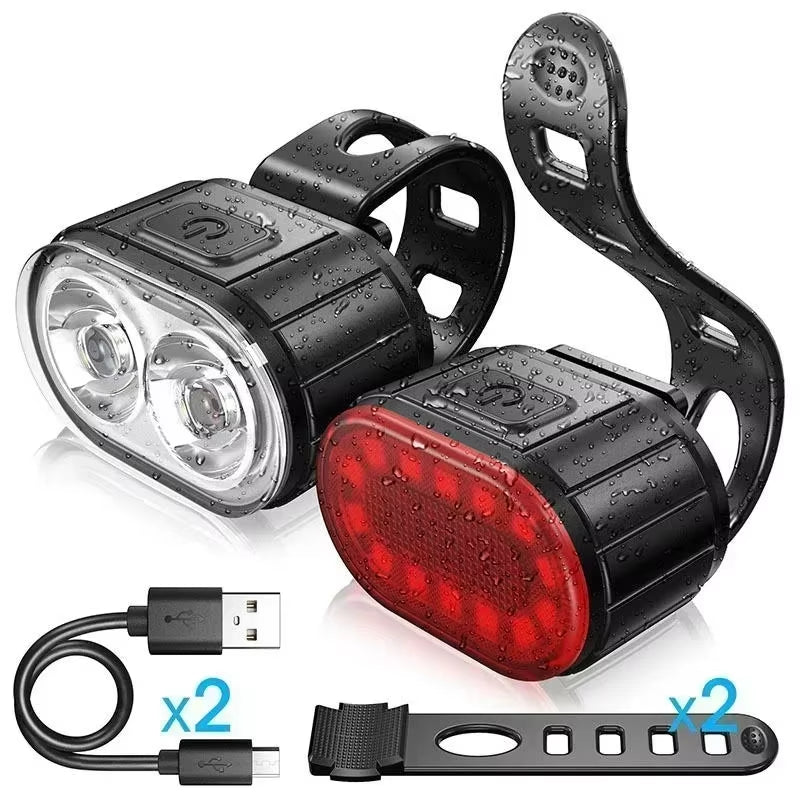 Bike Light Set Rechargeable Rear Light Front Lamp Waterproof Riding Headlight USB MTB Taillight Led 1PC Cycling Parts