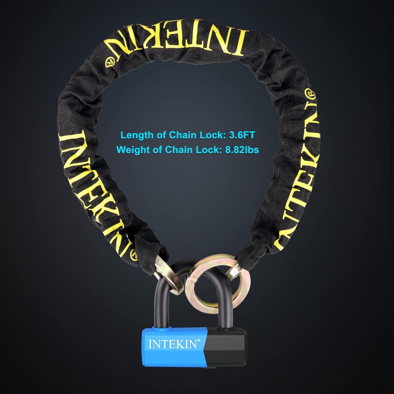 Motorcycle Chain Lock 3.6FT Bike Lock 10Mm/0.42Inch Thick Security Chain Locks Heavy Duty Bike Lock with 16Mm/0.64Inch Disc Lock for Gates, Fences and Outdoor Equipment