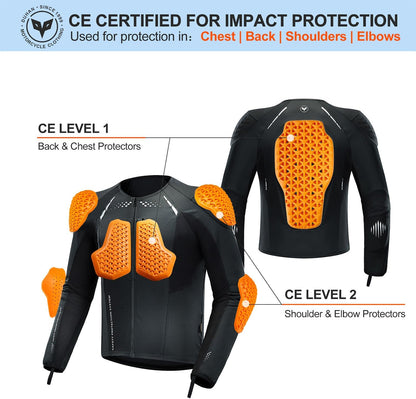 Motorcycle Shirt Mesh Motorcycle Jacket Men with CE Level 2 Armor Motorcycle Protective Gear for All Seasons