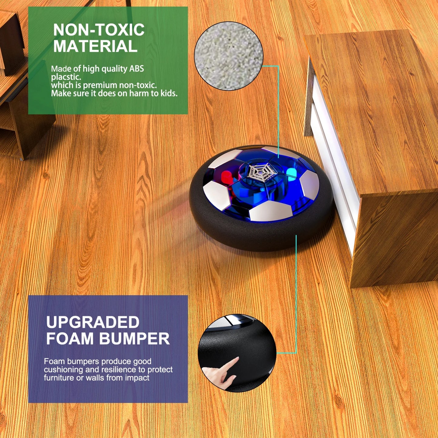 Hover Soccer Ball Set with 2 Goals, LED Rechargeable Indoor/Outdoor Games Toys for Kids Boy Girls