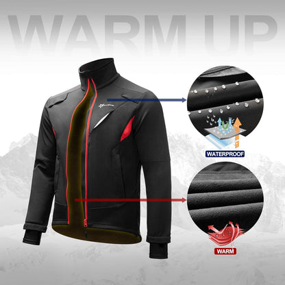 Winter Cycling Jacket for Men Thermal Fleece Windproof Jacket Running Biking Hiking