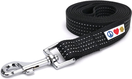 Pet / Puppy 6 - Feet Reflective Dog Leash Extra Small / Small 5/8 Inch Black Matching Collar and Harness Sold Separately.