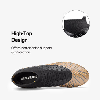 Men'S Firm Ground Soccer Cleats High-Top Football Cleats FG/AG Professional Training Outdoor Lightweight Soccer Shoes