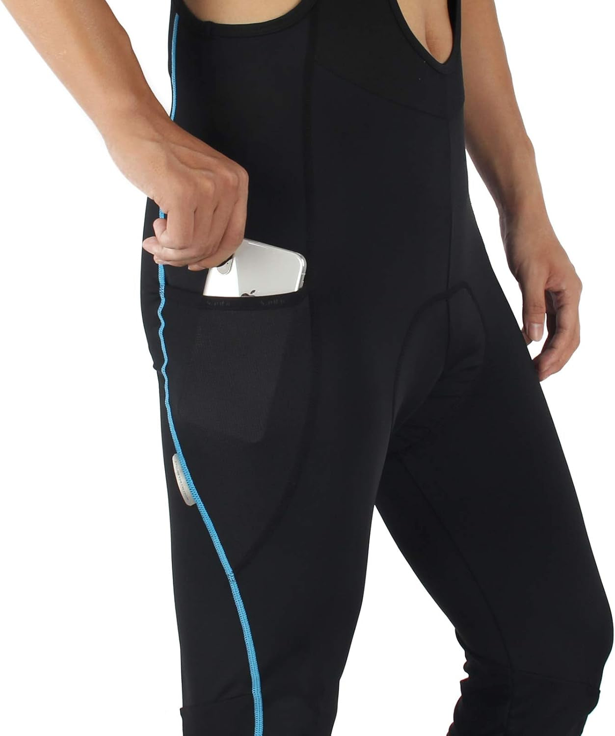 Cycling Bib Tights Men Padded Cycling Bib Pants Long Padded with Pocket